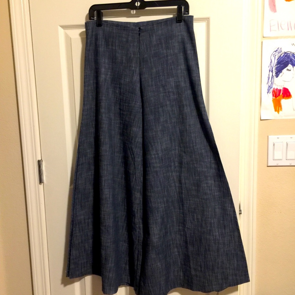 JUS D’ORANGE Flare Wide Leg Denim Pants Side Slit